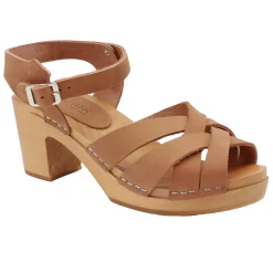 BJORK ULRIKA Swedish Wood Clog Sandals in Nubuck Leather