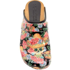 BJORK Vera Wood Open Back Leather Clogs