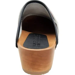 BJORK Vera Wood Open Back Leather Clogs
