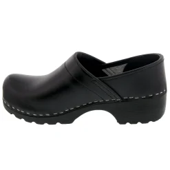 BJORK Women's Swedish Professional Black Leather Clogs