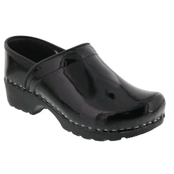 BJORK Women's Swedish Professional Black Patent Leather Clogs