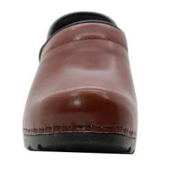 BJORK Women's Swedish Professional Brown Leather Clogs - CLOSEOUT