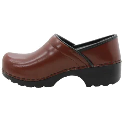BJORK Women's Swedish Professional Brown Leather Clogs - CLOSEOUT