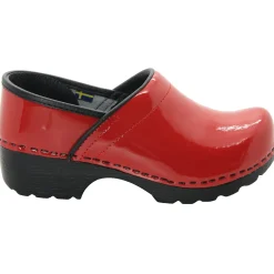 BJORK Women's Swedish Professional Red Patent Leather Clogs