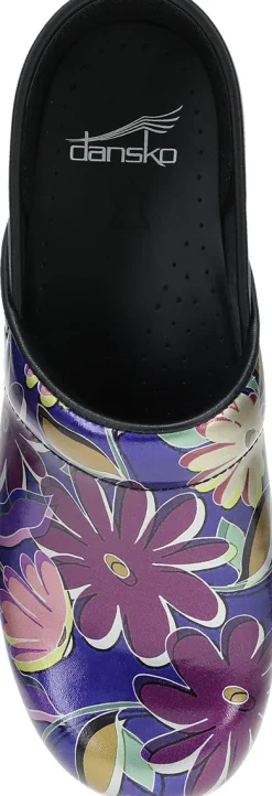 DANSKO Professional Indigo Flower Print Leather Clogs