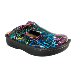 Sanosan Bella Comfort Slip-On Clogs in Black Combo print