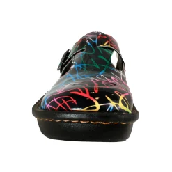 Sanosan Bella Comfort Slip-On Clogs in Black Combo print