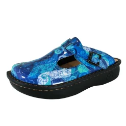 Sanosan Bella Comfort Slip-On Clogs in Blue Loop print