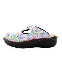 Sanosan Bella Comfort Slip-On Clogs in Heart Scribble