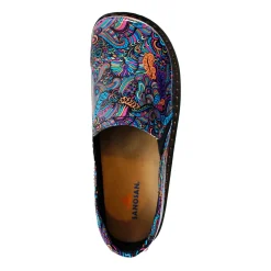 Sanosan Maria Comfort Slip-On Clogs in Mardi Gras print - CLOSEOUT